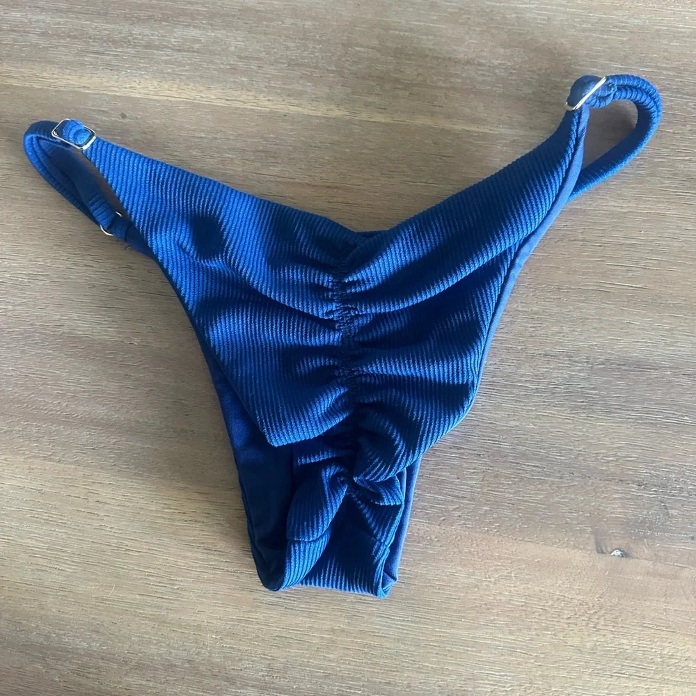 Blue Ribbed Bikini Bottom - Picture 2 of 3